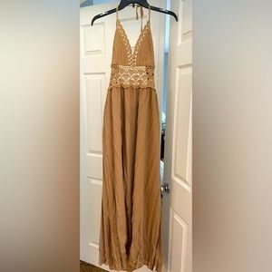 Crochet top, backless, maxi dress